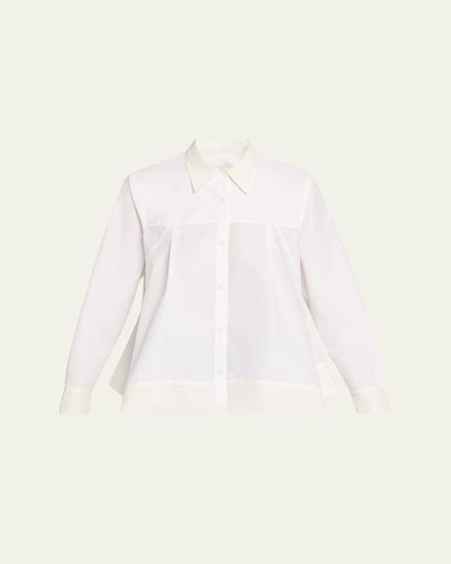 Flounce-Hem Long-Sleeve Shirt